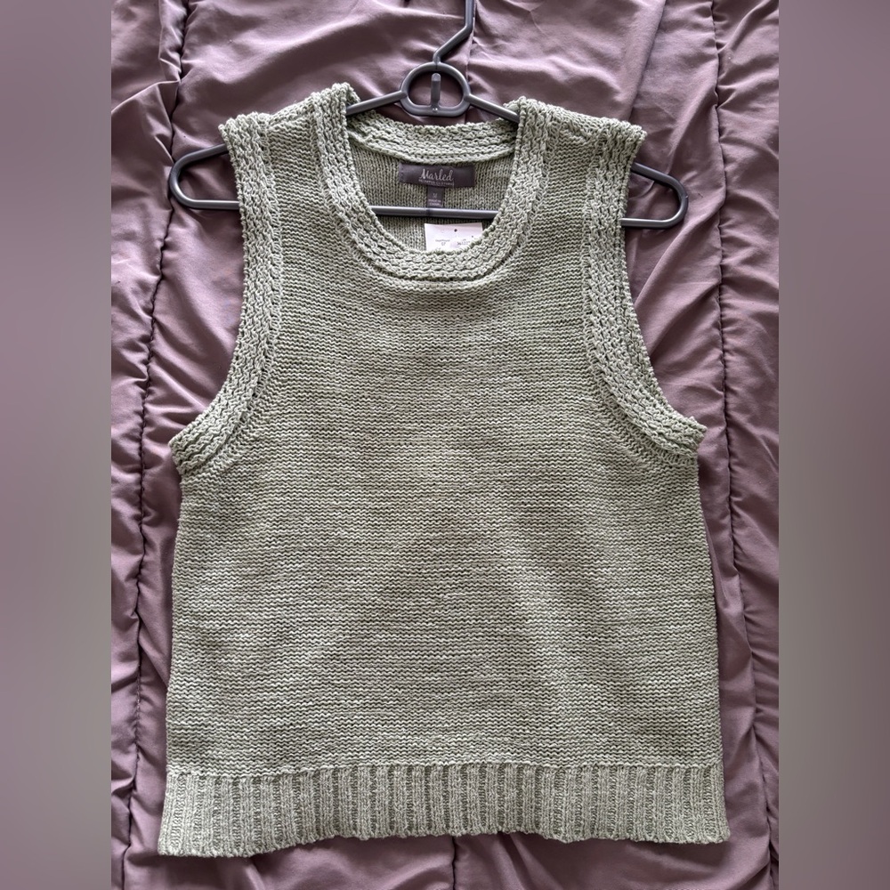 Marled Smoke Green Sleeveless Knit Sweater